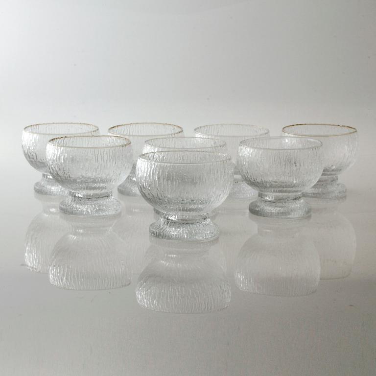 SKÅLAR, 8 st, glas, "Kekkerit", Iittala, 1900-talets andra hälft.