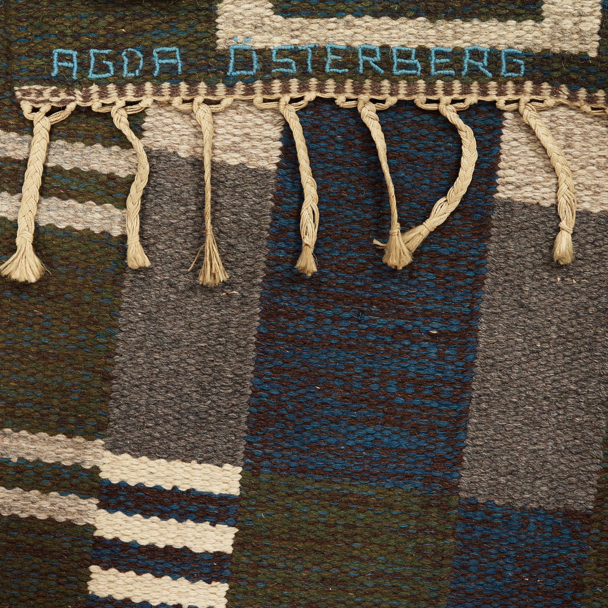 Agda Österberg, MATTA. Rölakan. 165,5 x 159 cm. Signerad AÖ samt à tergo AGDA ÖSTERBERG.