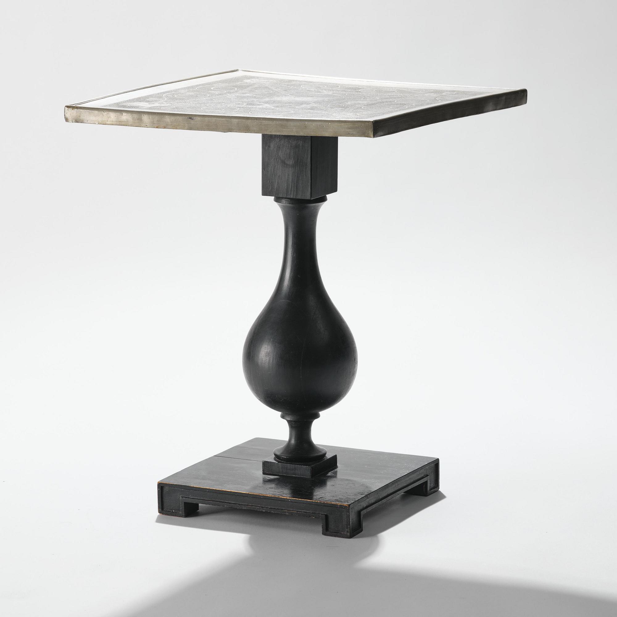 Anna Petrus, a pewter top tray table on a base by Uno Åhrén, executed in her studio, Stockholm, ca 1922-25.