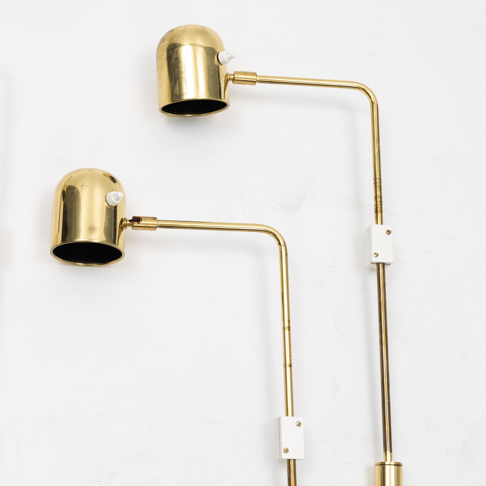 A set of six brass wall lights, Bergboms, second half of the 20th Century.