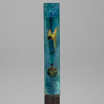 KJELL ENGMAN, a unique sand cast glass sculpture, Kosta Boda, Sweden.