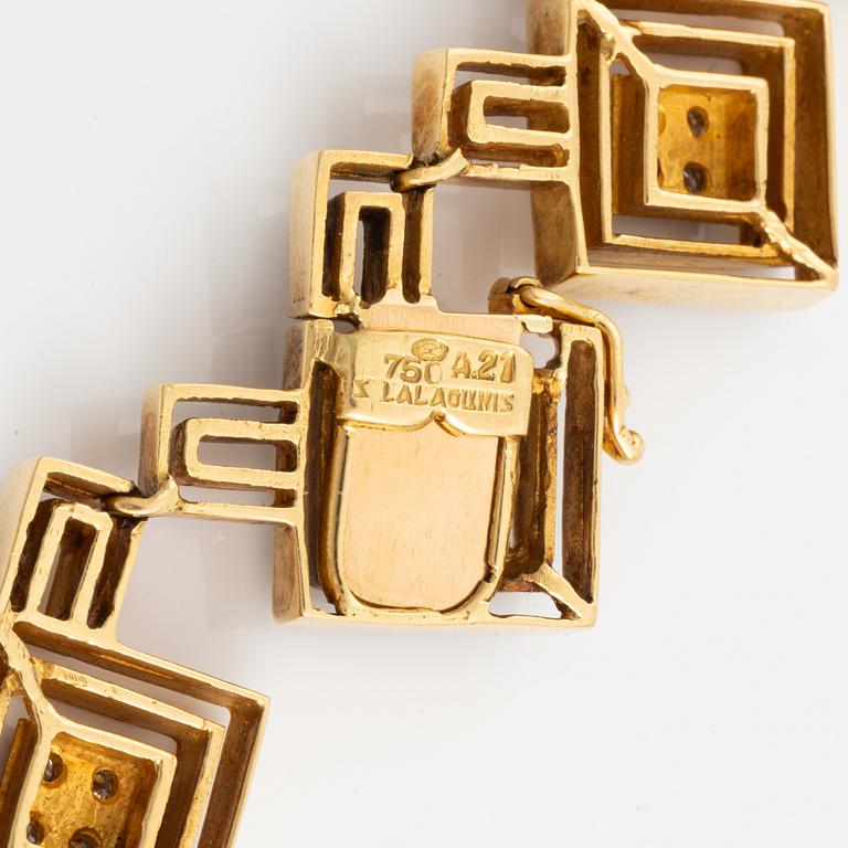 An Ilias Lalounis 18K gold necklace set with eight-cut diamonds.