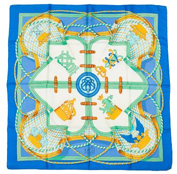 HERMÈS, scarf, "Grande Tenue" Henri D'origny, Original issue , 1985.