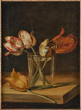 Pehr Hilleström, Still life with tulips in a glass vase.
