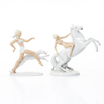 Figurines, 6 pieces, porcelain, including Schaubach Kunst, 20th century.