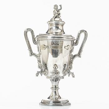 Aquavit cistern, silver-plated, DA Kjernås Nysilfverfabrik, Gothenburg.