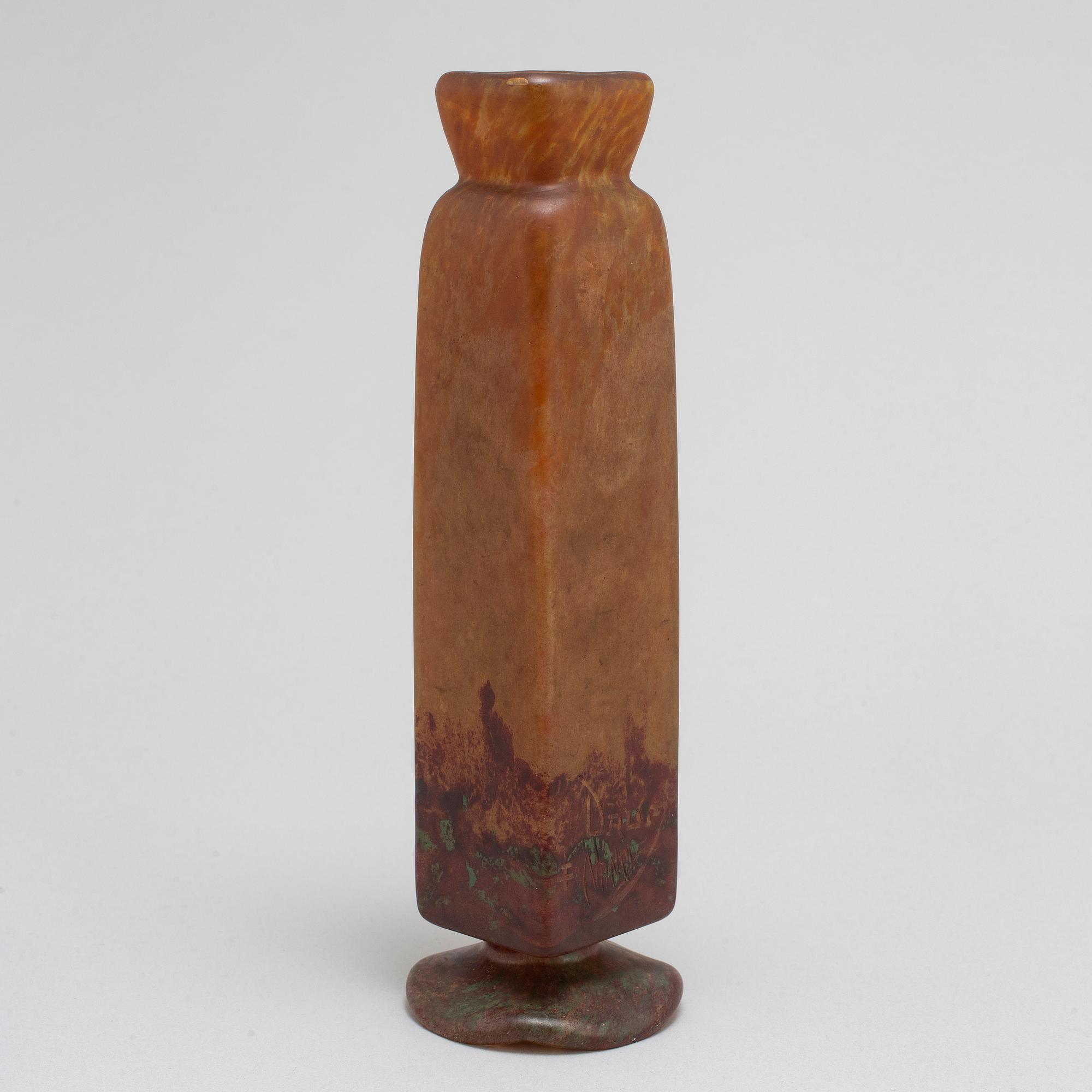 A Daum Art Nouveau enamel painted glass vase, Nancy, France.