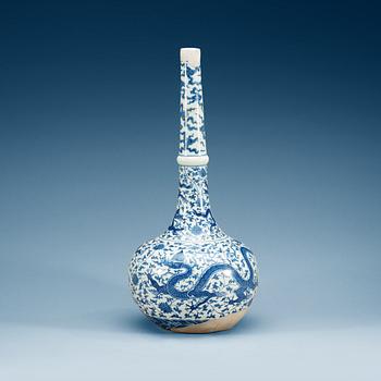 A blue and white tall-necked Bottle, Ming dynasty, Chenghua (1465-87).