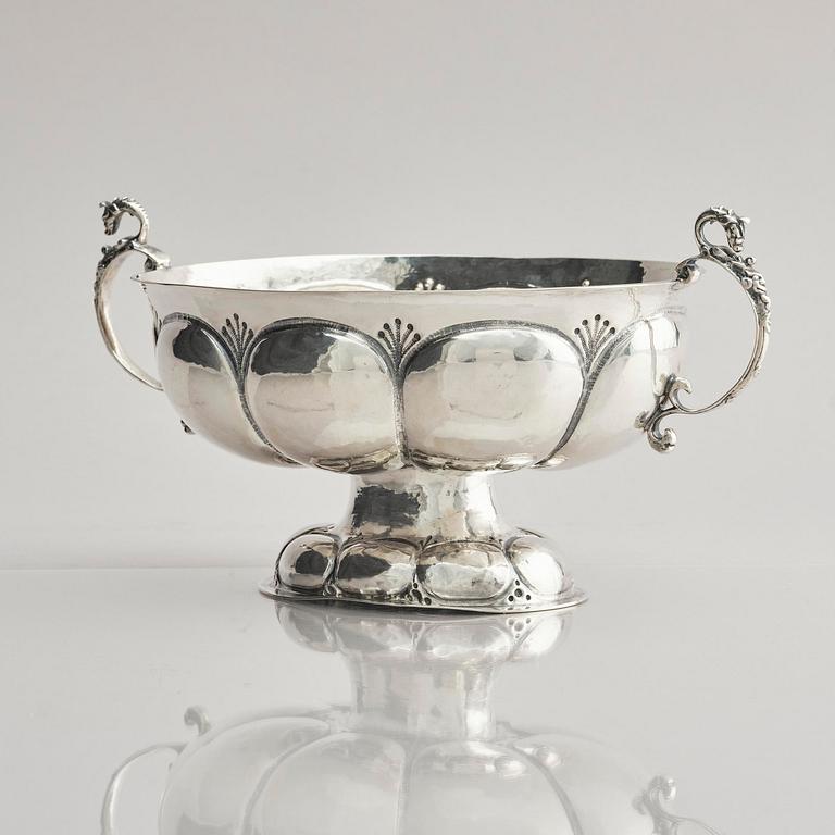 A German early 18th century silver bowl on foot, mark of Peter Cornelis Mol, Emden.