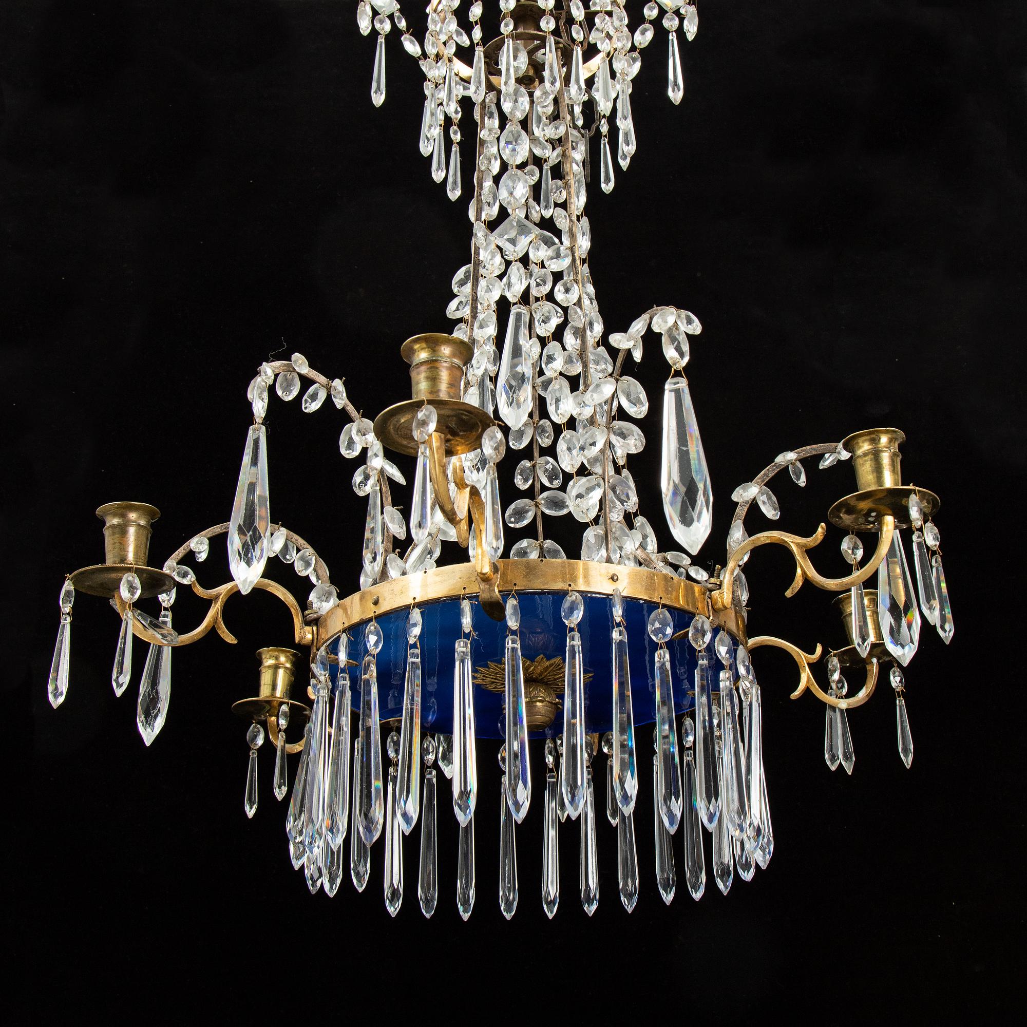 A composite chandelier of older parts.