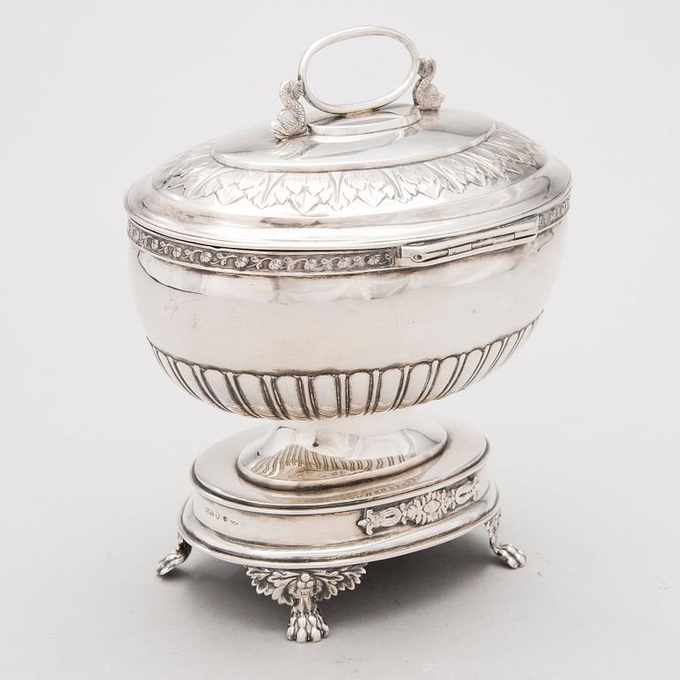 CARL PETTER LAMPA, SOCKERSKRIN, silver, empire, Stockholm 1827.