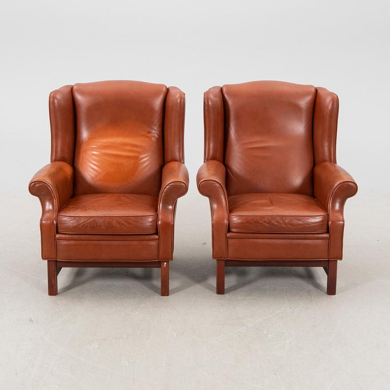 A pair of  "Cecilia" leather armchairs from Hedbergs Vinslöv later part of the 20th century.