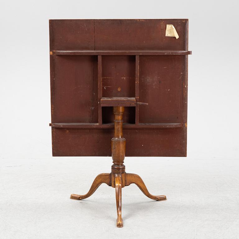 A Swedish root veneered tilt top table, end of the 18th Century.