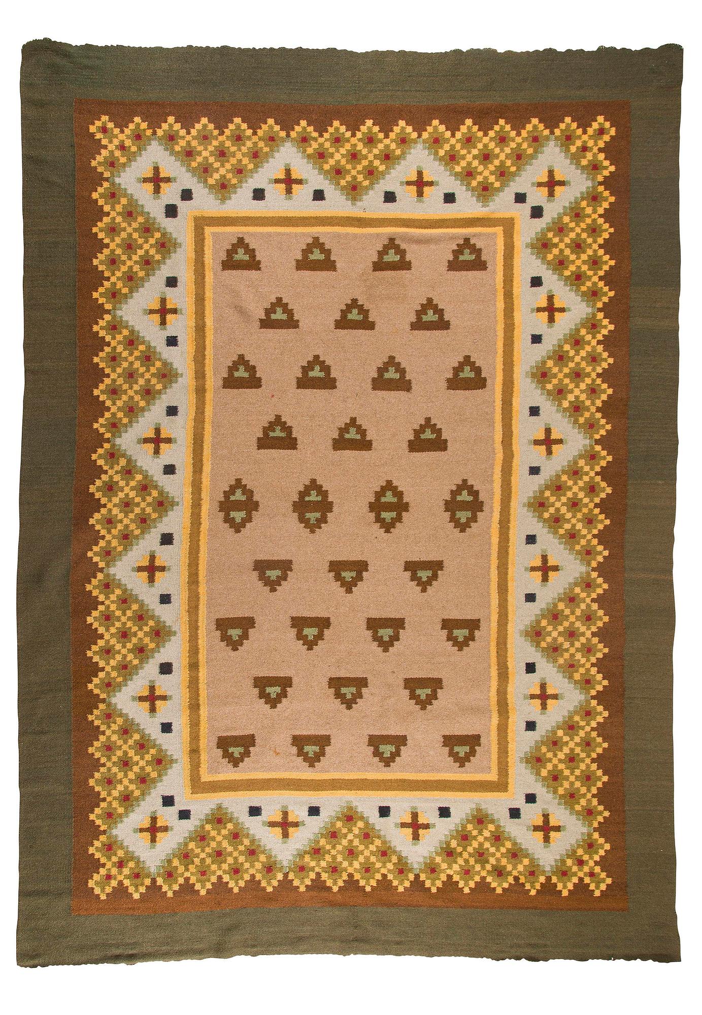 Karvalankamatto, valmistaja Aaltosen Mattokutomo, Kiikka 1930-luku.  Noin 330 x 230 cm.