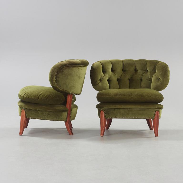 A pair of Otto Schulz 'Schulz' easy chairs, Jio Möbler, Sweden.