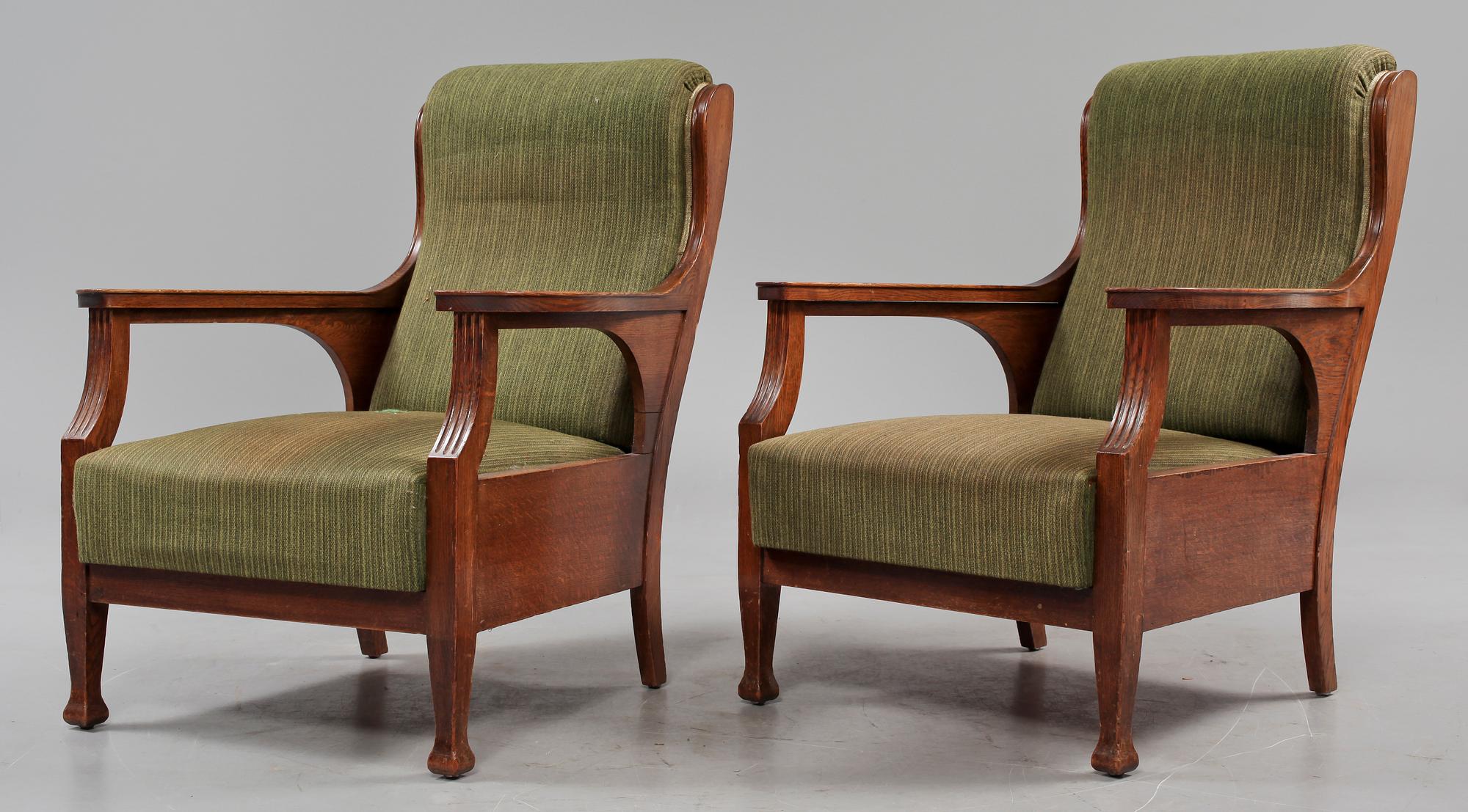 FÅTÖLJER, ett par, jugend, 1900-talets första hälft.