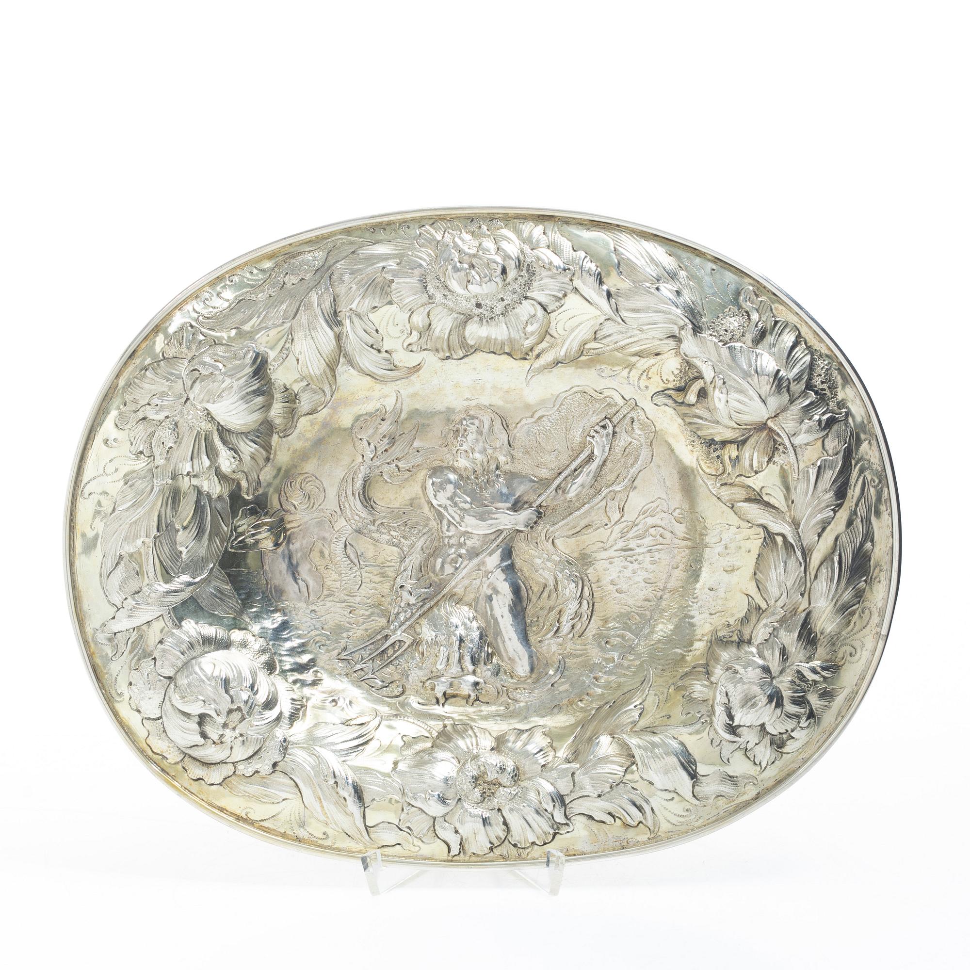 A Northern Europe Baroque silver plate, unmarked. 17th/18th century.