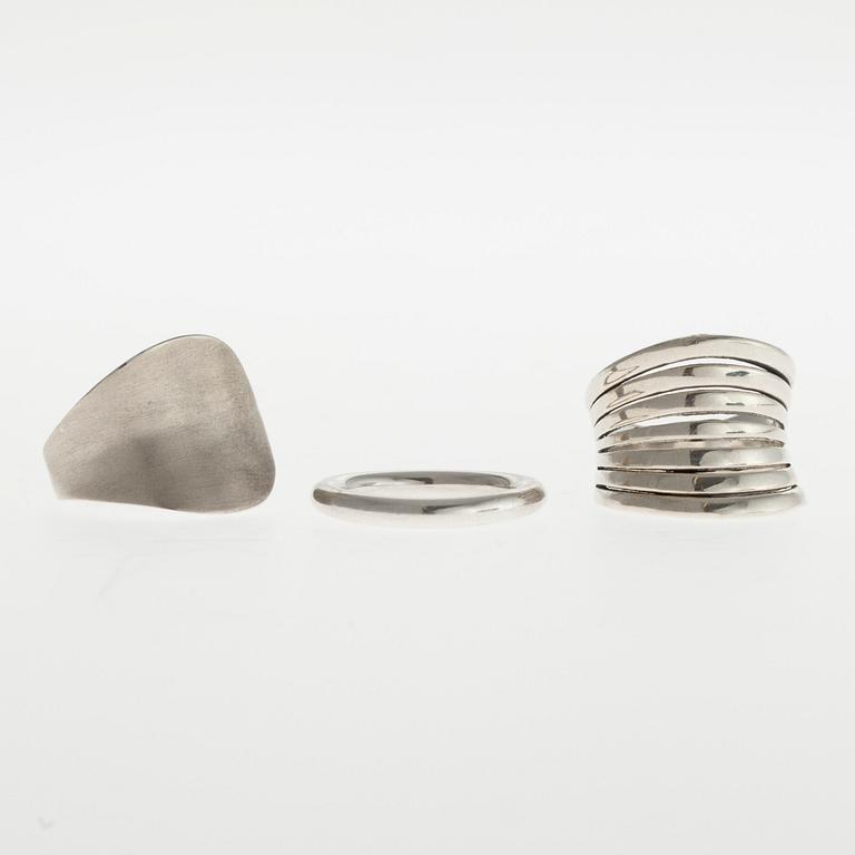 RINGAR, 3 st, sterling silver, bl.a. Jalo, 1900-talets slut.