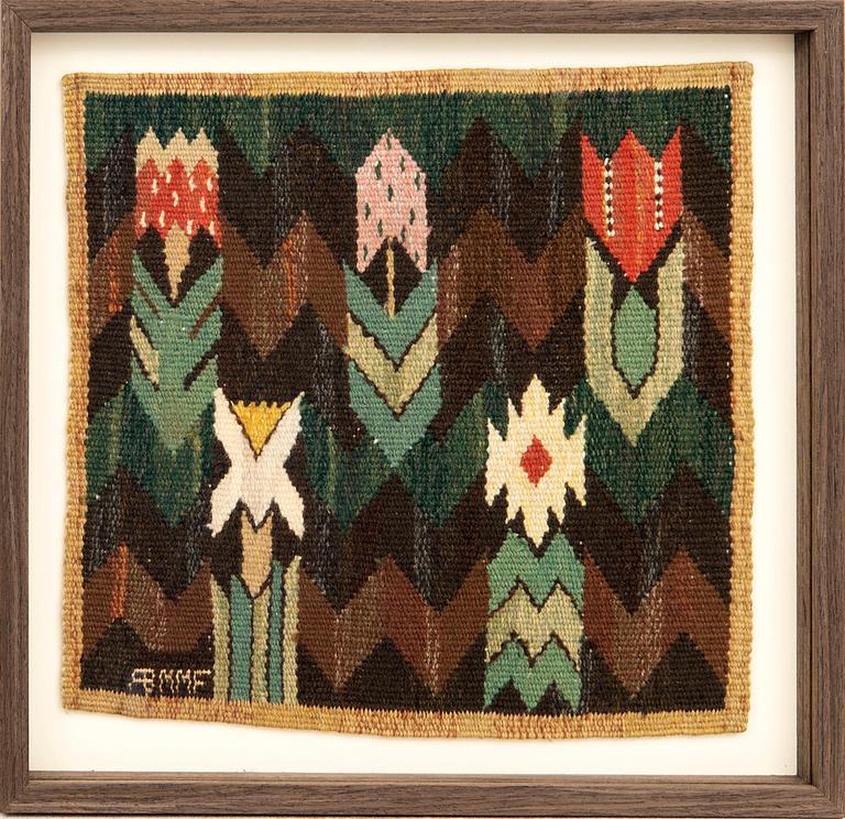 Märta Måås-Fjetterström, vävnad "Täppan", signerad AB MMF Gobelängteknik c. 35x35 cm.