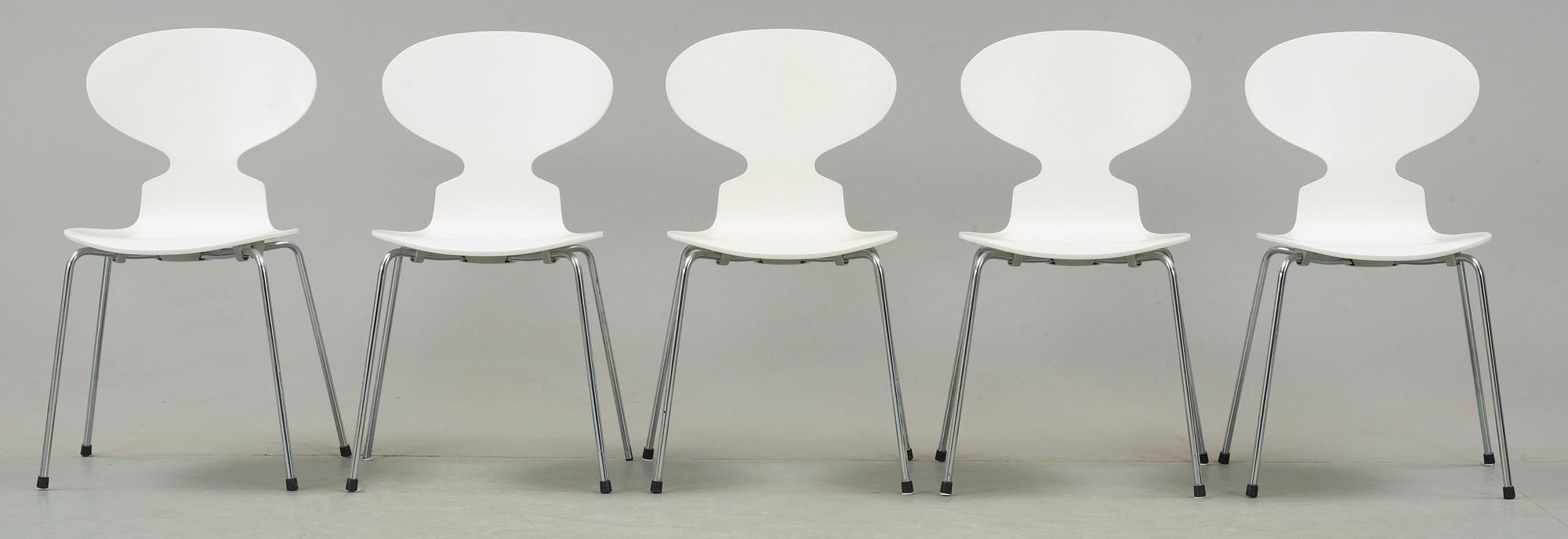 STOLAR, 5 st, "Myran", Arne Jacobsen, Fritz hansen, Danmark, 1900-talets slut.