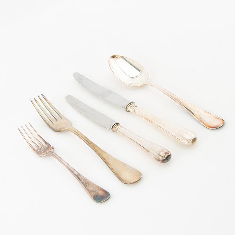 Cutlery set, 90 pieces, Old Swedish, silver and partly of low-grade silver, including GAB, Eskilstuna 1987.