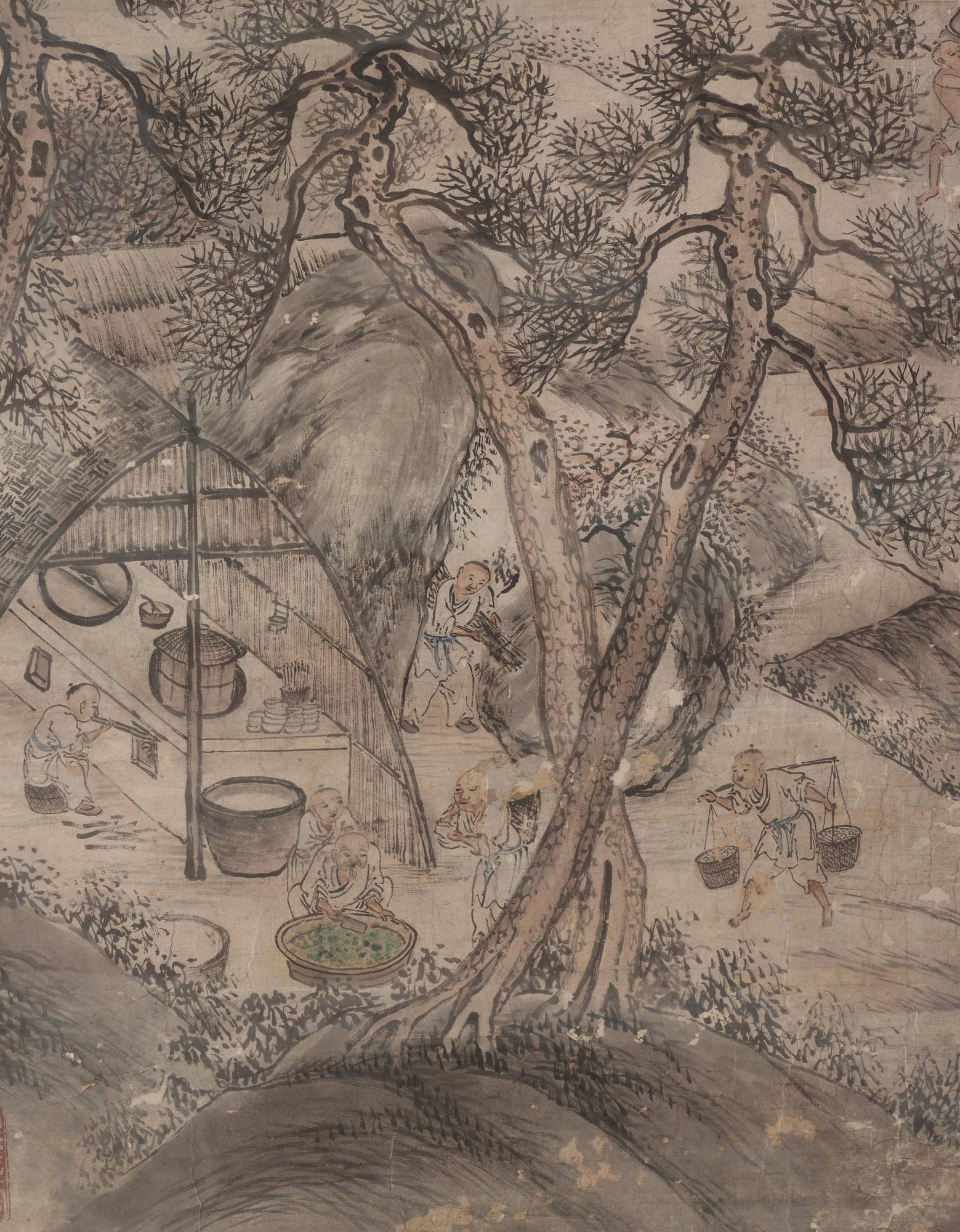 Rullmålning, signerad Wenhuan 文焕, Qingdynastin, daterad 1888.