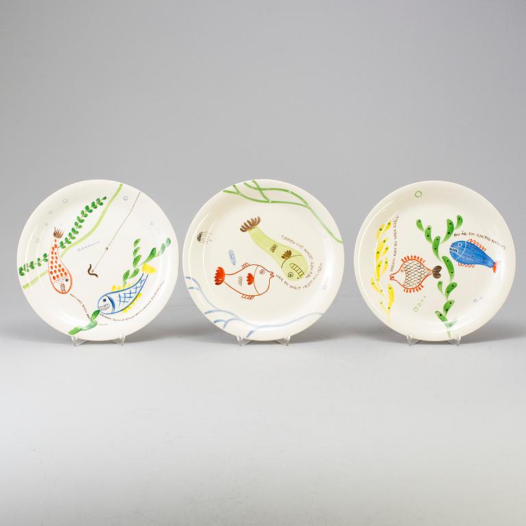 STIG LINDBERG, fiskservis, 19 delar, flintporslin, "Löja", Gustavsberg,