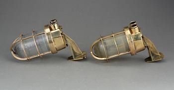 FARTYGSLAMPETTER, ett par, mässing, 1900-talets första hälft.