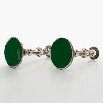 A pair of silver candelabras, a pair, Belgium 1831-1868.