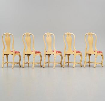 A set of five rococo chairs by P. Östeman (master in Stockholm 1748-76).