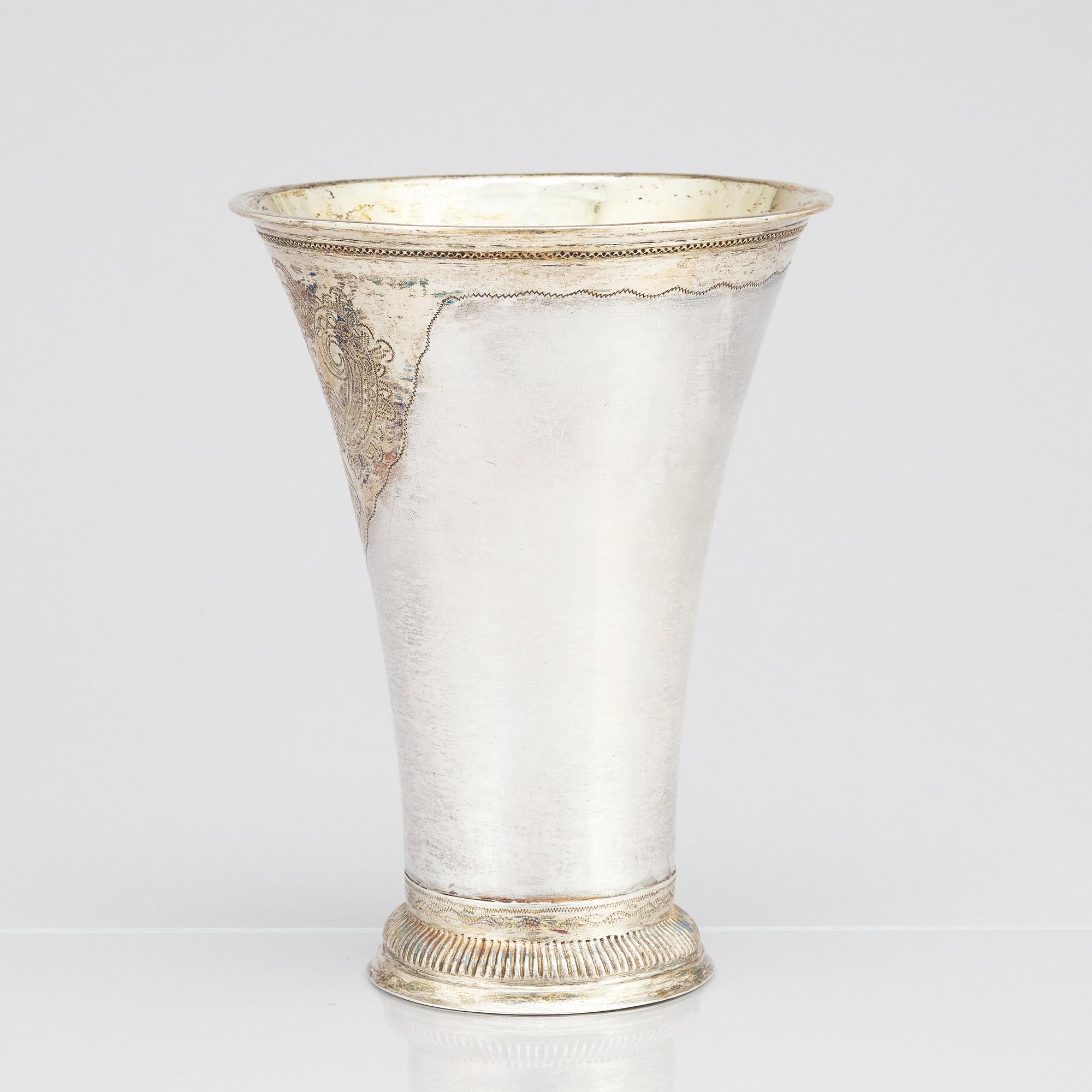 A Swedish 18th century parcel-gilt silver beaker, mark of Petter Gillberg, Varberg 1791.