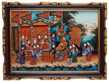 A reverse glass painting, Qing dynasty, 19th Century.
