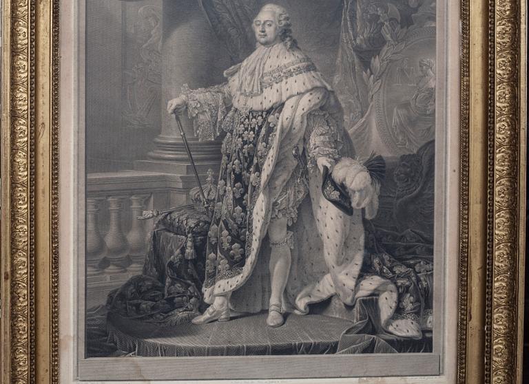 GRAVYR, "Louis XVI", Antoine-Francois Callet, efter. Gravé par Jean-Guillaume Bervic en 1790.