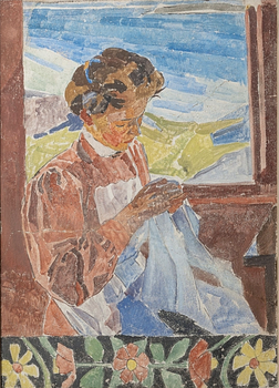 Carl Wilhelmson, ”Segelsömnad" (Mending the sails).