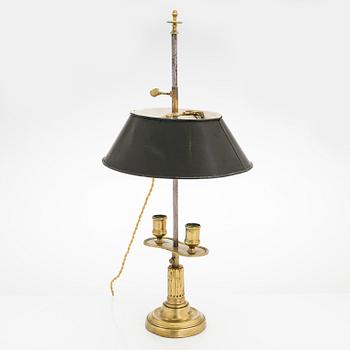 A bouillotte table lamp for two candles, France, late 19th century.