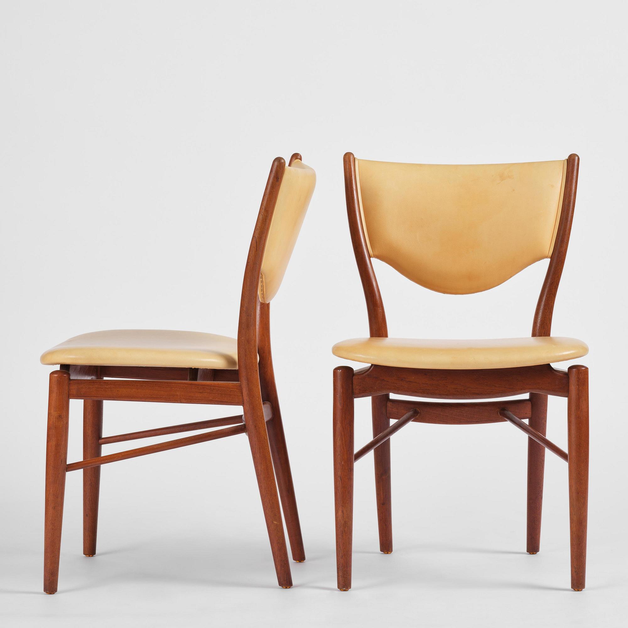 Finn Juhl, a set of six chairs and a pair of armchairs, model "Bo-63" and "Bo-72", Bovirke, Denmark, 1940s-50s.