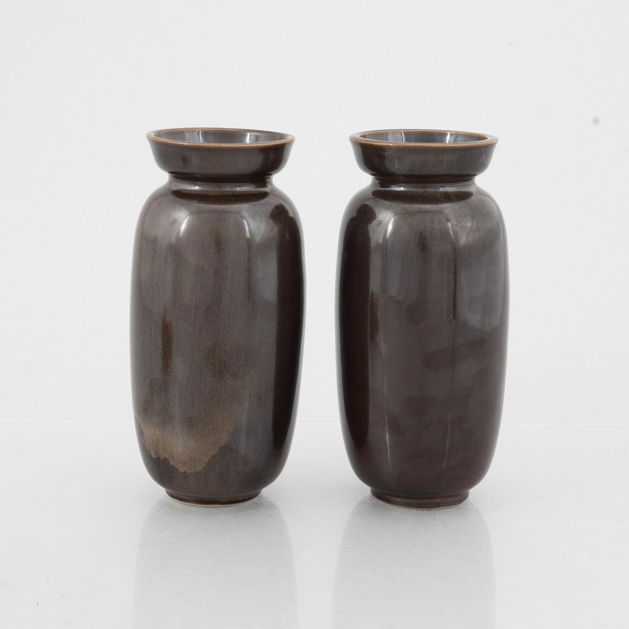 Stig Lindberg, vases, a pair, glaze samples with form from the "Grazia" series, Gustavsberg.