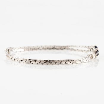 Arm bracelet, 18K white gold with small octagon-cut diamonds and sapphires.