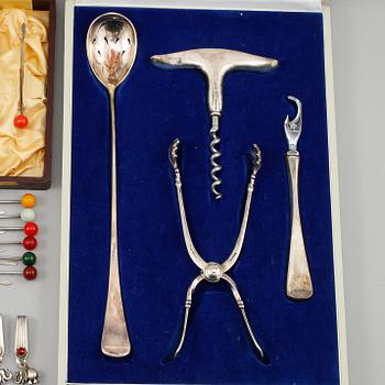 COCTAIL-SET, silver och plast, W & S Sörensen, Danmark, 1900-talets andra hälft. Total vikt 360 g.