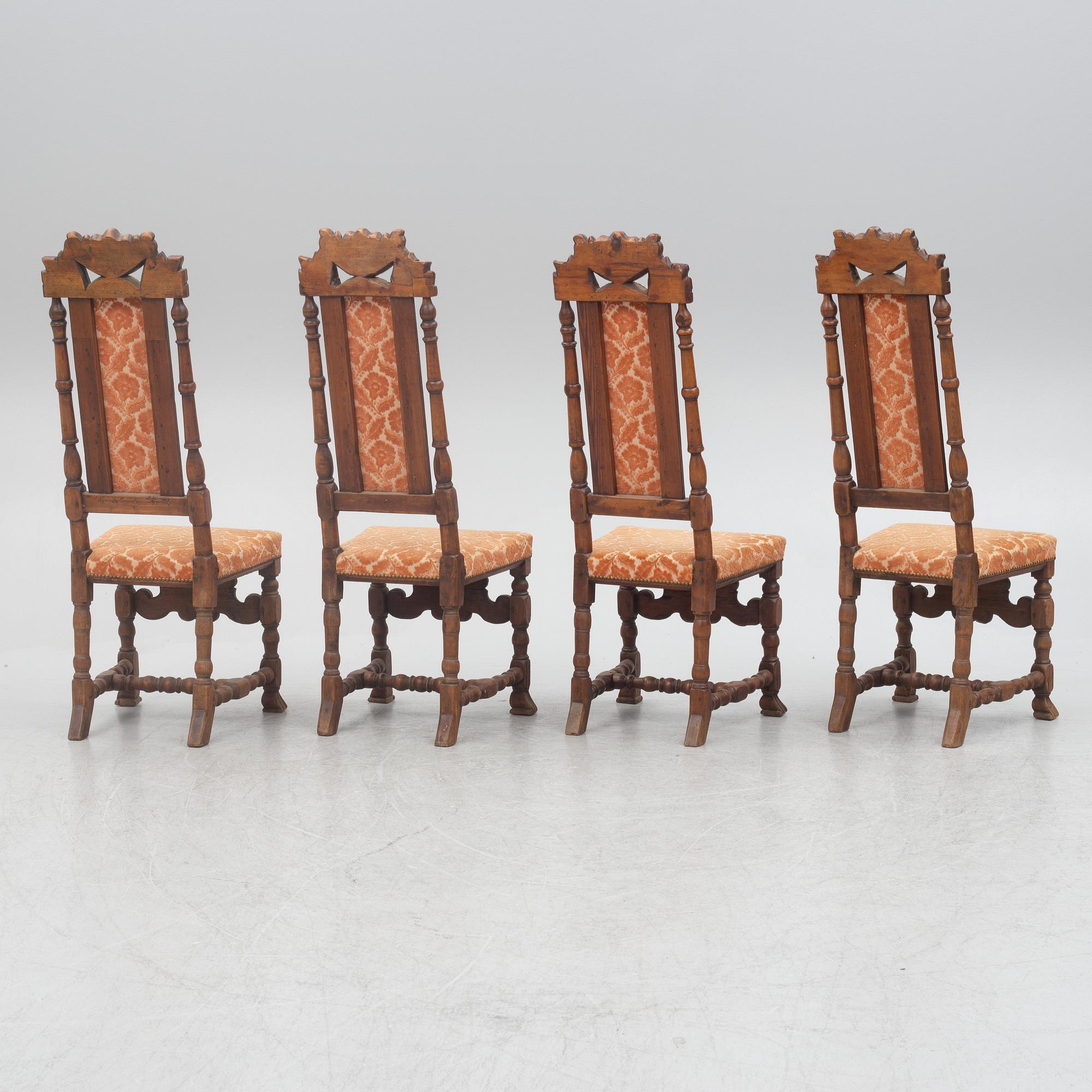 Four Baroque chairs, early 18th century.