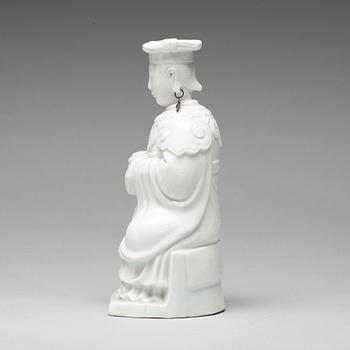 A blanc de chine figure of a deity, Qing dynasty, 19th Century.