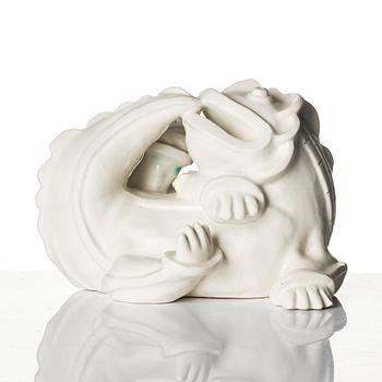 Wilhelm Kåge, a set of two stoneware sculptures of dragon puppies, Gustavsberg, 1940s.