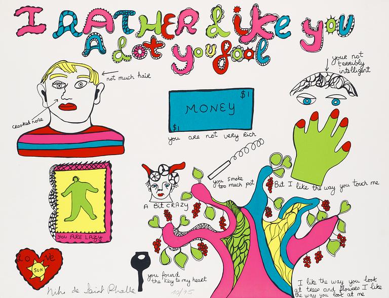 Niki de Saint Phalle, "I like you rather a lot you fool".