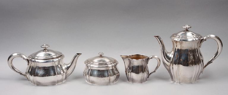 KAFFE OCH TESERVIS, 4 delar, silver, svenska importstämplar, 1920. Tot vikt ca 1590.