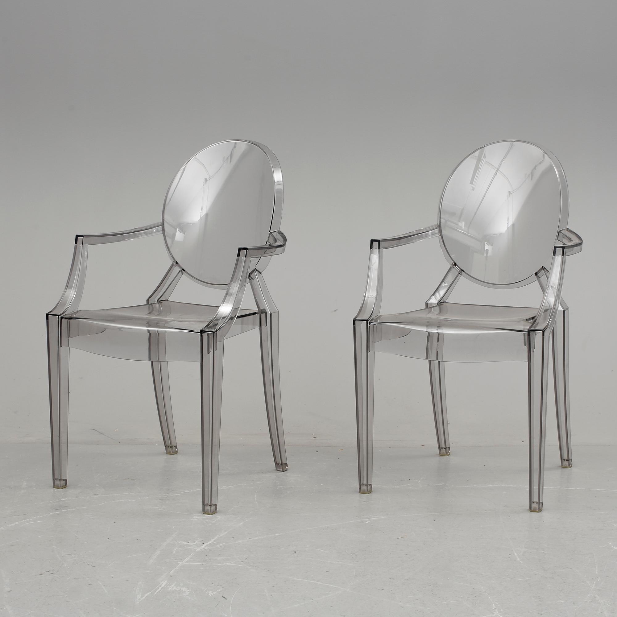 KARMSTOLAR, ett par, "Louis Ghost", Philippe Starck för Kartell.