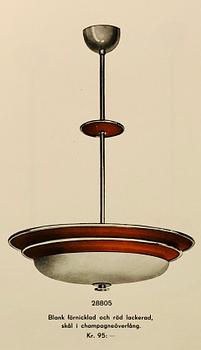 Erik Tidstrand, taklampa, modell 28805, Nordiska Kompaniet, 1930-tal.