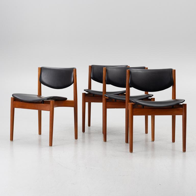 Finn Juhl, Stolar, 4 st, modell 197, France and Søn, Danmark, 1950-tal.