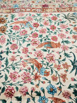 A CARPET, "Golo Bolbol" (="Flower and bird"-motive), a silk Esfahan figural, ca 337 x 243,5 cm, Mohammad Seirafian.