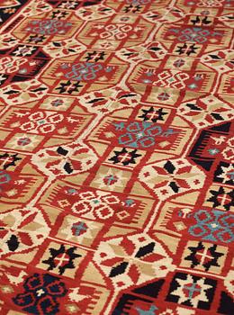 BED COVER, double-interlocked tapestry. 165 x 112,5 cm. Scania, Sweden, around 1830. Färs/Gärds/Villands district.