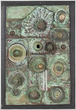 LARS STOCKS, wall relief, patinated metal, signed and dated -74.